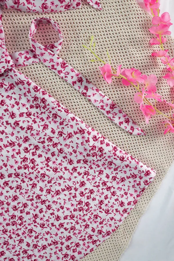 White_Fit_And_Flare_Floral_Printed_Above_Knee_Length_Dress_For_Girls