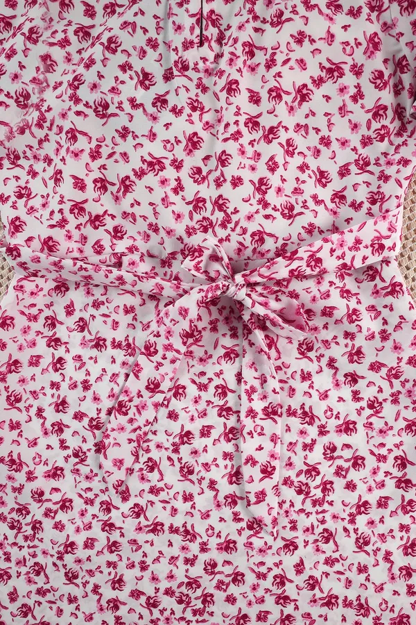 White_Fit_And_Flare_Floral_Printed_Above_Knee_Length_Dress_For_Girls