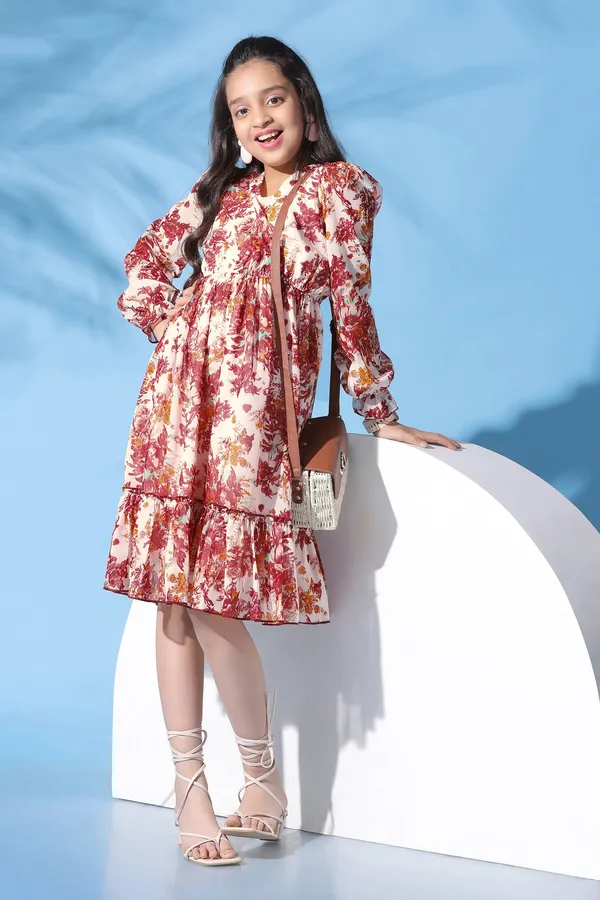 Off_White_Georgette_Floral_Printed_Fit_And_Flare_Calf_Length_Dress_For_Girls