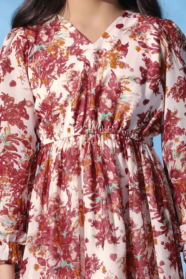 Off_White_Georgette_Floral_Printed_Fit_And_Flare_Calf_Length_Dress_For_Girls