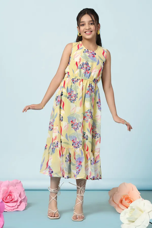 Yellow_Georgette_All-Over_Printed_Fit_And_Flare_Calf_Length_Dress_For_Girls