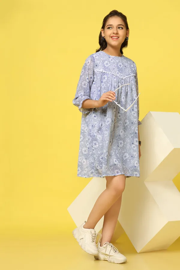 Light_Grey_Chiffon_Fit_And_Flare_Floral_Print_Dress_For_Girls