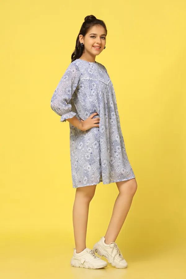 Light_Grey_Chiffon_Fit_And_Flare_Floral_Print_Dress_For_Girls