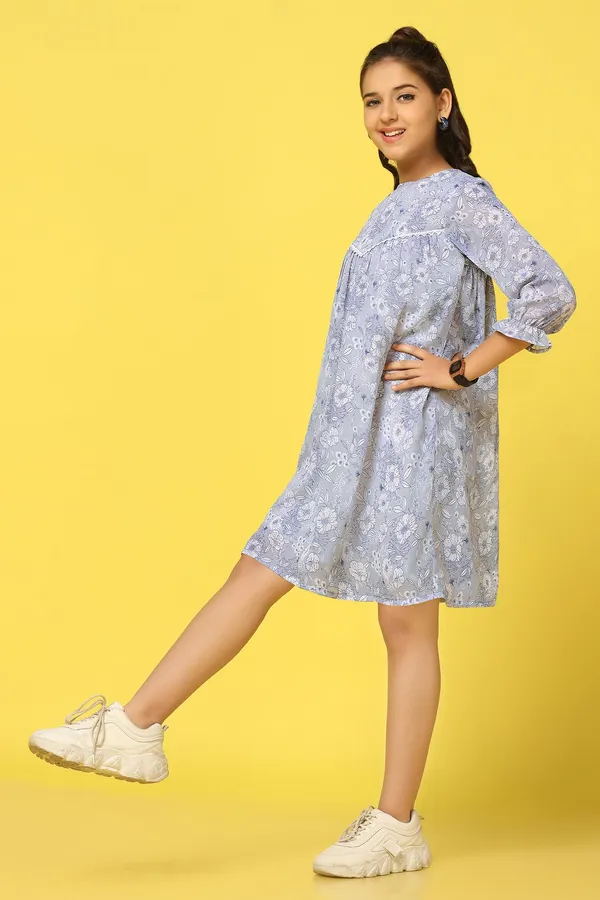 Light_Grey_Chiffon_Fit_And_Flare_Floral_Print_Dress_For_Girls