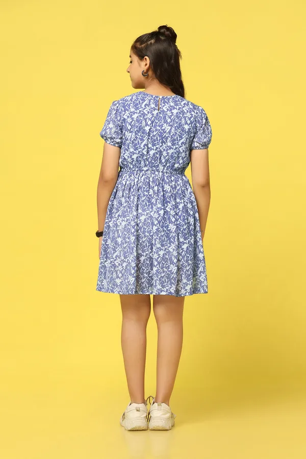 Blue_All-Over_Printed_Above_Knee_Length_Dress_For_Girls