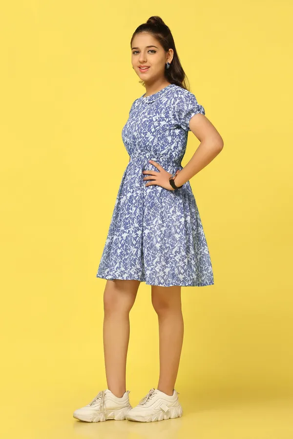 Blue_All-Over_Printed_Above_Knee_Length_Dress_For_Girls