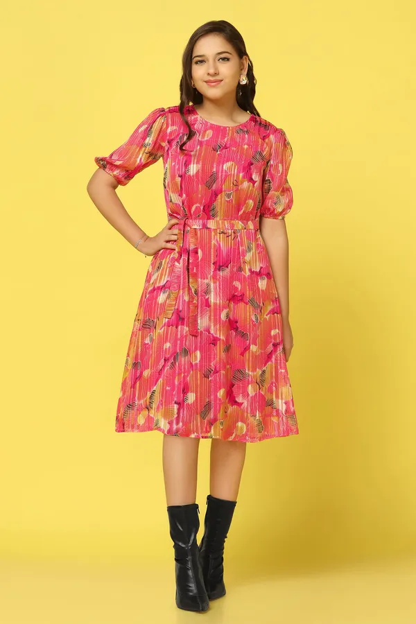Pink_Georgette_All_Over_Printed_Knee_Length_Dress_For_Girls