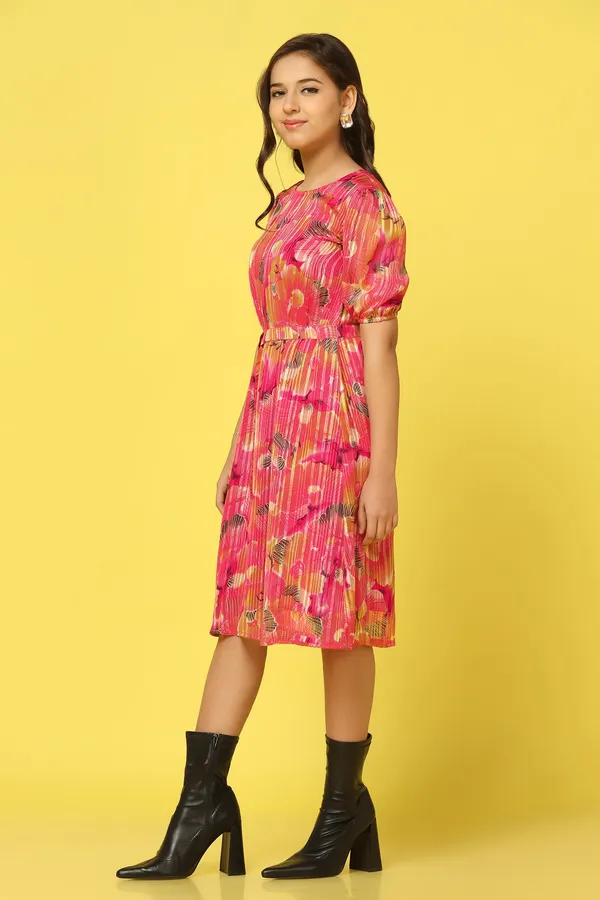 Pink_Georgette_All_Over_Printed_Knee_Length_Dress_For_Girls