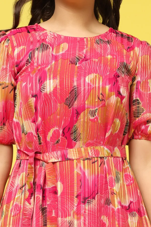 Pink_Georgette_All_Over_Printed_Knee_Length_Dress_For_Girls