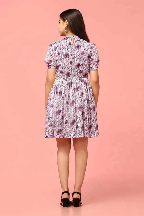 Purple_Georgette_Floral_Printed_Above_Knee_Length_Dress_For_Girls