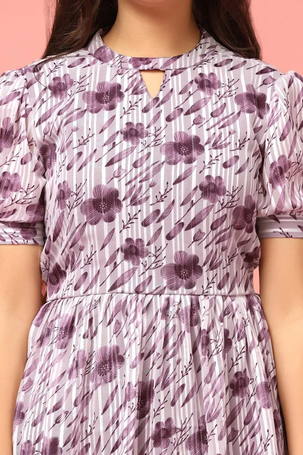 Purple_Georgette_Floral_Printed_Above_Knee_Length_Dress_For_Girls