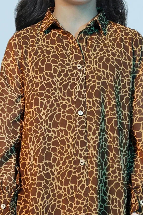 Brown_Georgette_Animal_Printed_Above_Knee_Length_Dress_For_Girls