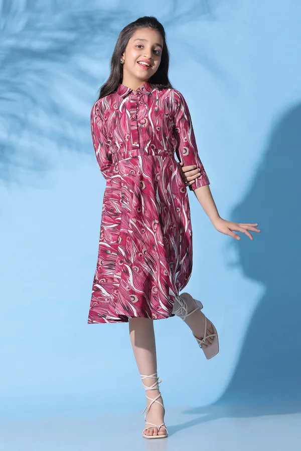 Wine_Muslin_All-Over_Printed_Knee_Length_Dress_For_Girls