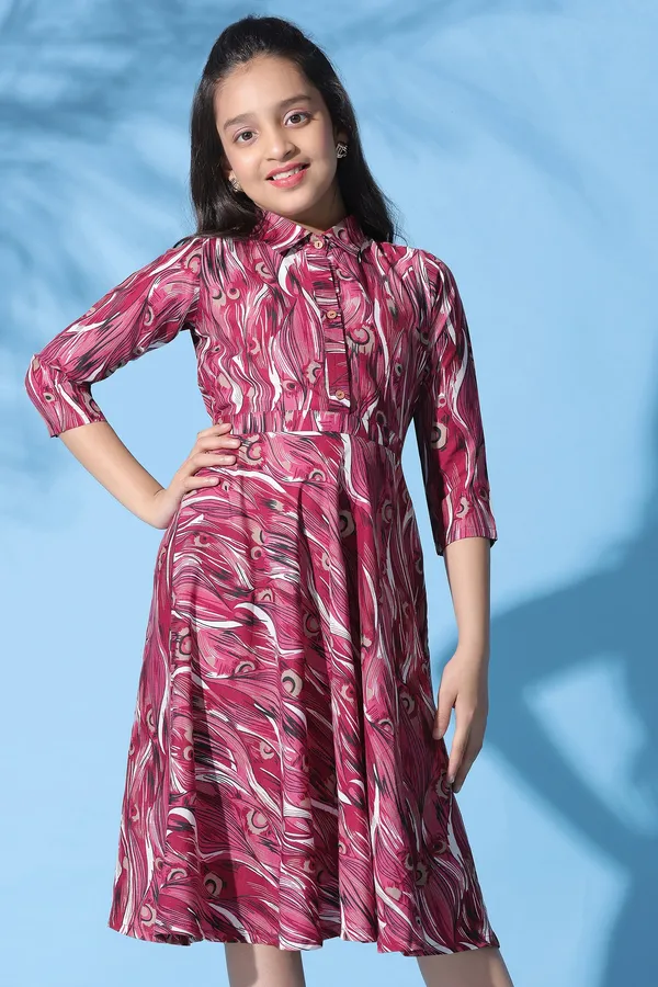Wine_Muslin_All-Over_Printed_Knee_Length_Dress_For_Girls