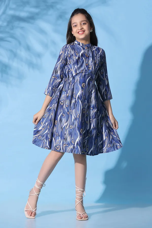 Blue_Muslin_Abstract_Printed_A-Line_Knee_Length_Dress_For_Girls