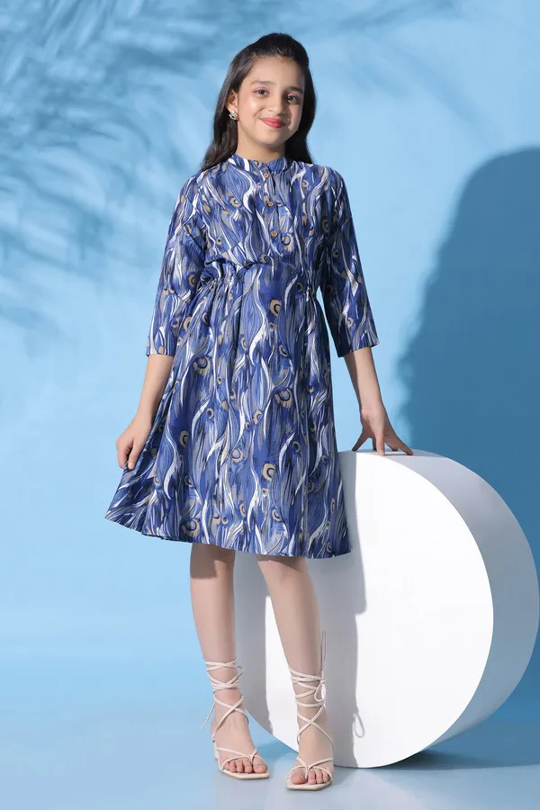 Blue_Muslin_Abstract_Printed_A-Line_Knee_Length_Dress_For_Girls
