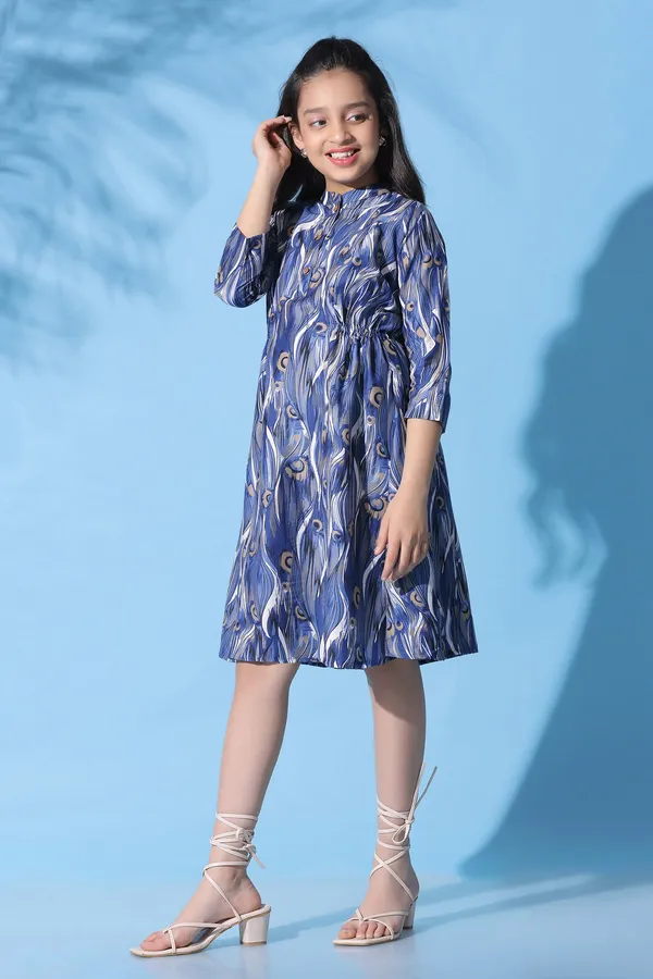 Blue_Muslin_Abstract_Printed_A-Line_Knee_Length_Dress_For_Girls
