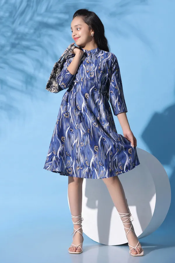 Blue_Muslin_Abstract_Printed_A-Line_Knee_Length_Dress_For_Girls