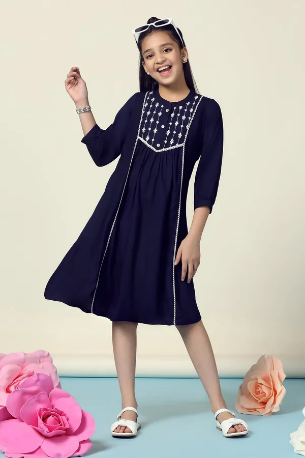 Navy_Blue_Rayon_Embroidered_Fit_And_Flare_Knee_Length_Dress_For_Girls