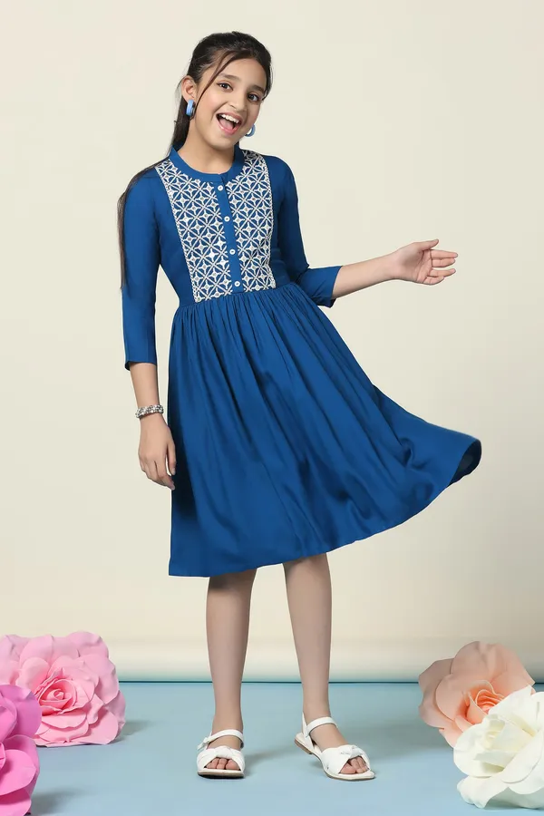 Rama_Rayon_Embroidered_Printed_Fit_And_Flare_Knee_Length_Dress_For_Girls
