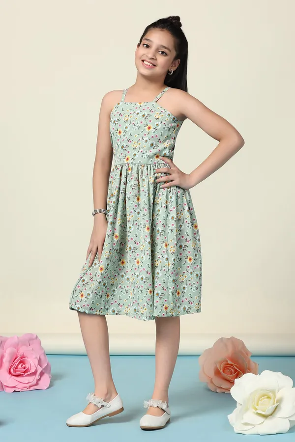 Pista_Lexus_Checks_Floral_Printed_Fit_And_Flare_Knee_Length_Dress_For_Girls