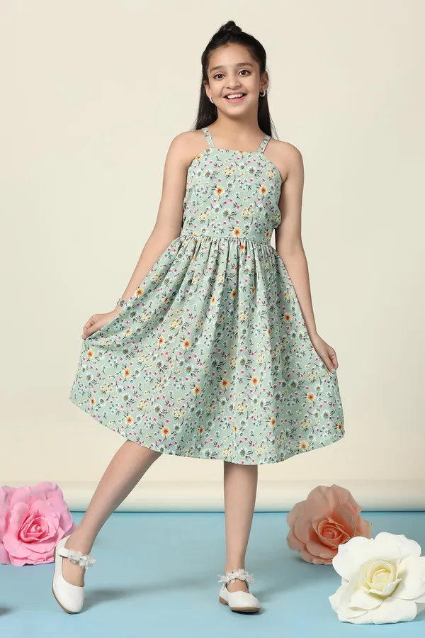 Pista_Lexus_Checks_Floral_Printed_Fit_And_Flare_Knee_Length_Dress_For_Girls