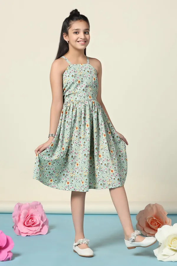 Pista_Lexus_Checks_Floral_Printed_Fit_And_Flare_Knee_Length_Dress_For_Girls
