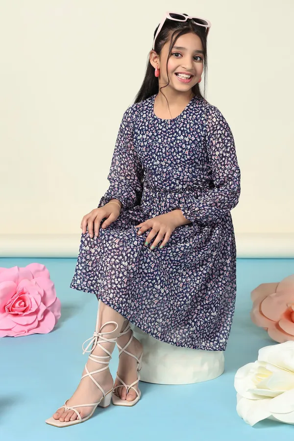 Blue_Georgette_Floral_Printed_Fit_And_Flare_Knee_Length_Dress_For_Girls