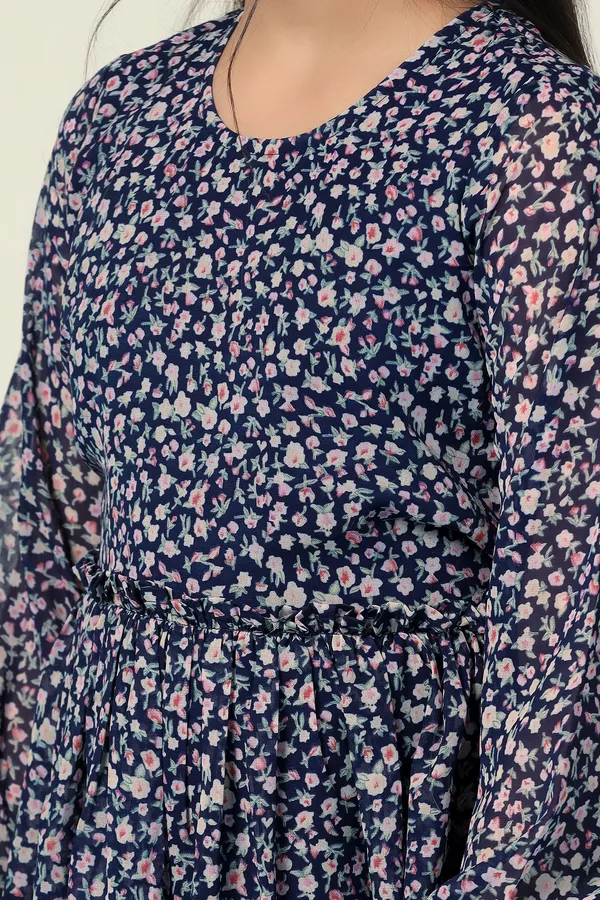 Blue_Georgette_Floral_Printed_Fit_And_Flare_Knee_Length_Dress_For_Girls