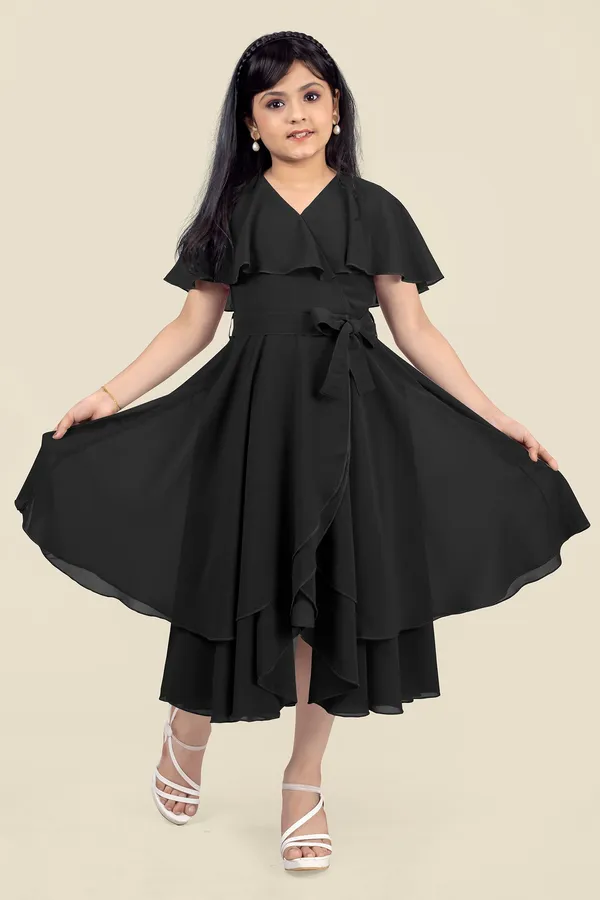 Black_Georgette_Solid_Fit_And_Flare_Knee_Length_Dress_For_Girls