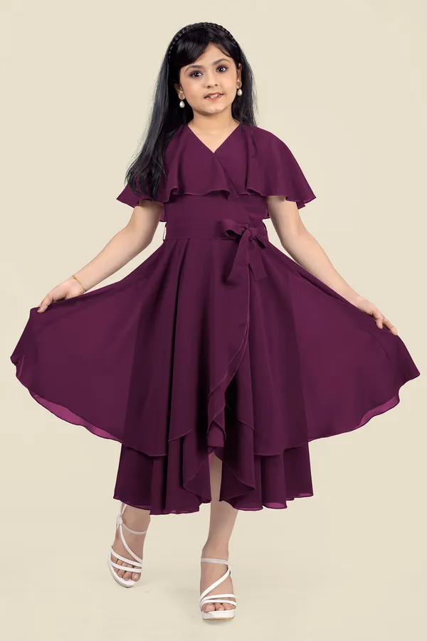 Wine_Georgette_Solid_Fit_And_Flare_Knee_Length_Dress_For_Girls