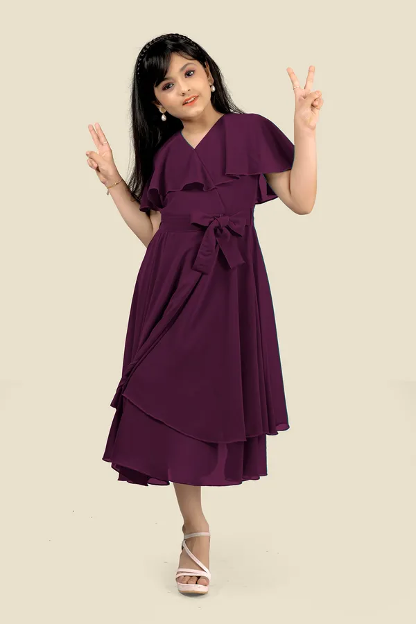 Wine_Georgette_Solid_Fit_And_Flare_Knee_Length_Dress_For_Girls