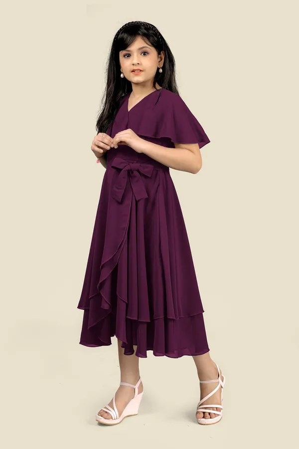 Wine_Georgette_Solid_Fit_And_Flare_Knee_Length_Dress_For_Girls