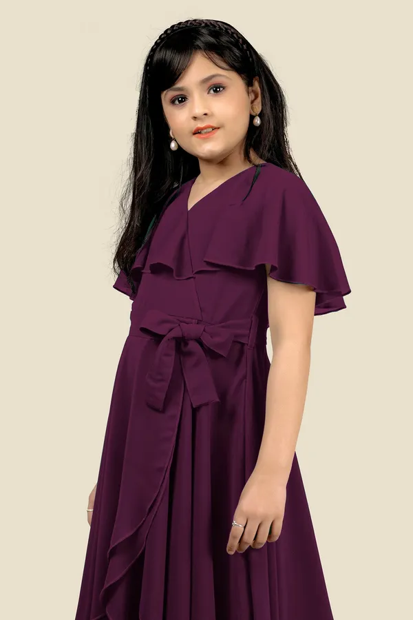 Wine_Georgette_Solid_Fit_And_Flare_Knee_Length_Dress_For_Girls
