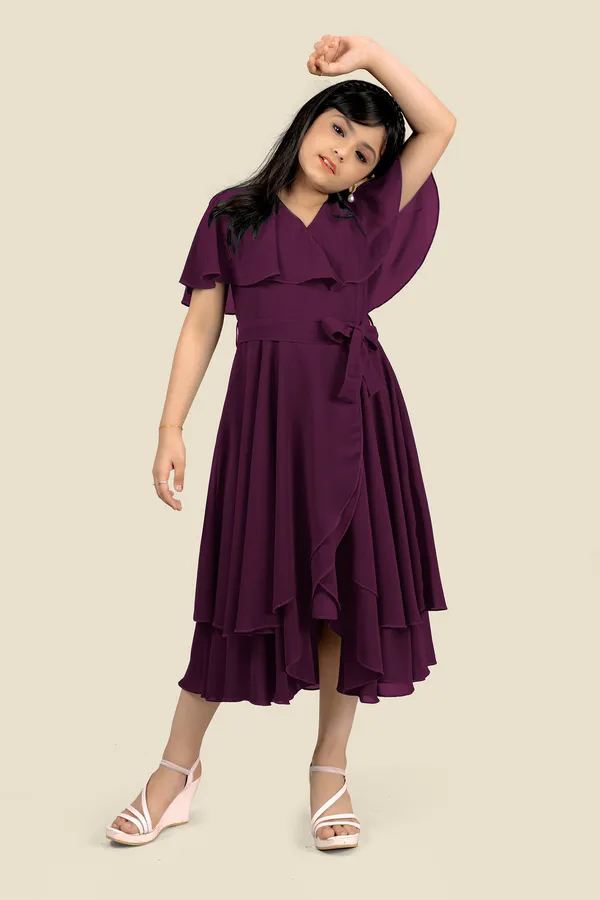 Wine_Georgette_Solid_Fit_And_Flare_Knee_Length_Dress_For_Girls