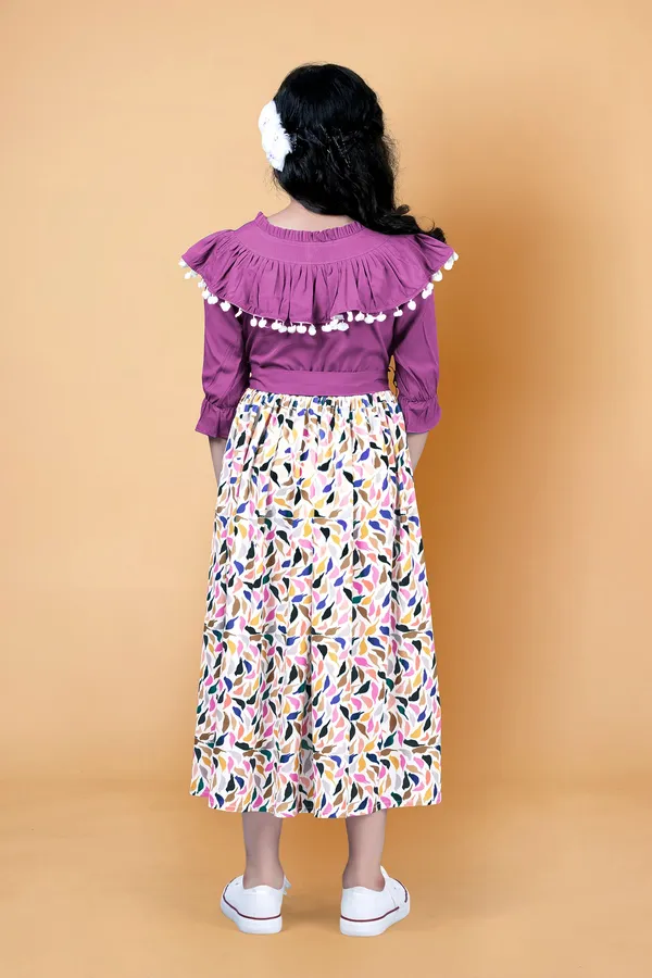 Purple_Crepe_Printed_Calf_Length_Dress_For_Girls