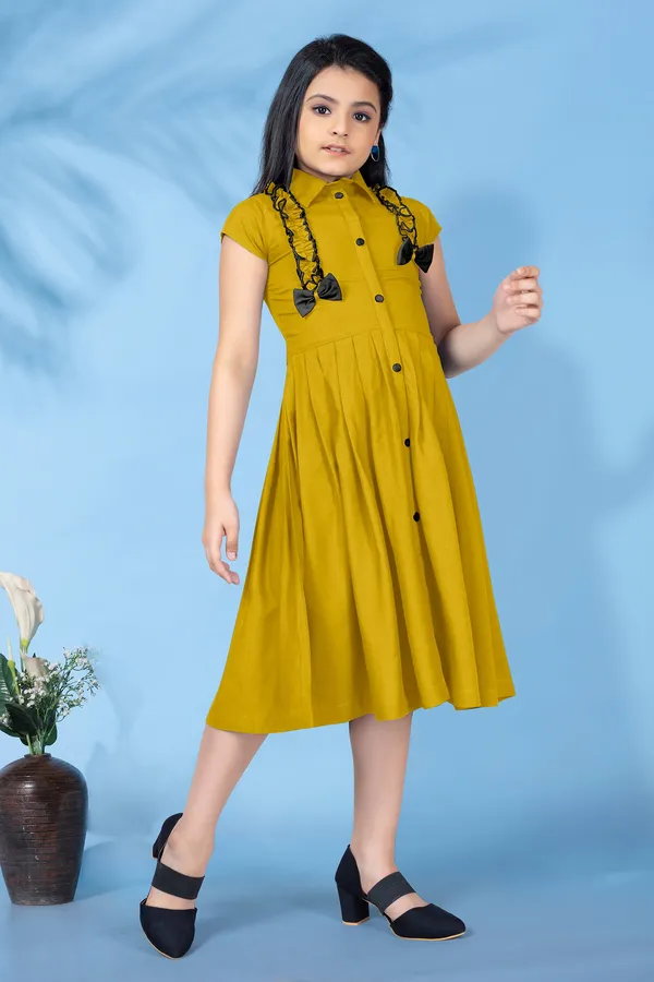 Mustard_Biscuit_Cotton_Slub_Front_Fastening_Fit_&_Flare_Knee_Length_Dress_For_Girls