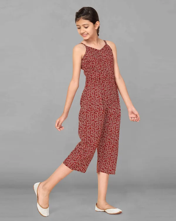 Maroon_Calf_Length_Floral_Printed_Jumpsuit_For_Girls
