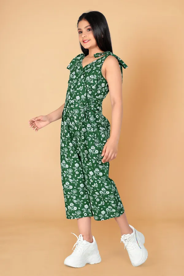 Green_Casual_Pure_Cotton_Print_Self_Tie_Knot_Capri_Jumpsuit_For_Girls