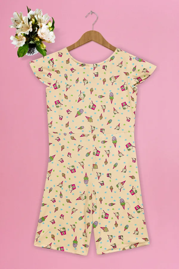 Cream_Cotton_Lycra_Animal_Print_Capri_Jumpsuit_For_Girls