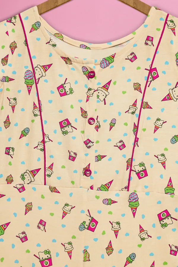 Cream_Cotton_Lycra_Animal_Print_Capri_Jumpsuit_For_Girls