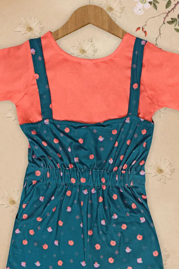 Teal_Green_Cotton_Lycra_Animal_Print_Capri_Jumpsuit_For_Girls