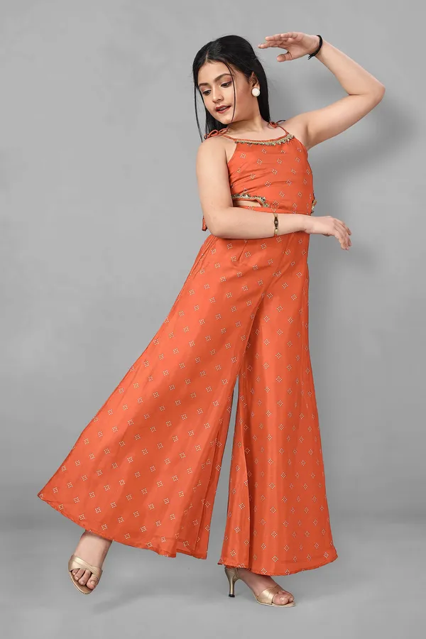 Rust_Tabby_Silk_Geometric_Printed_Jumpsuit_For_Girls