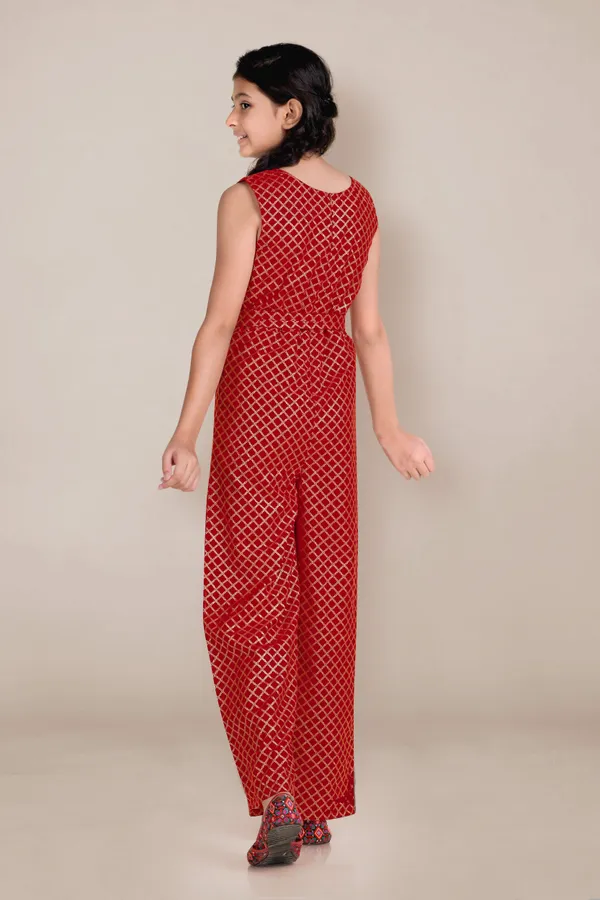 Red_Georgette_Foil_Printed_Jumpsuit_For_Girls