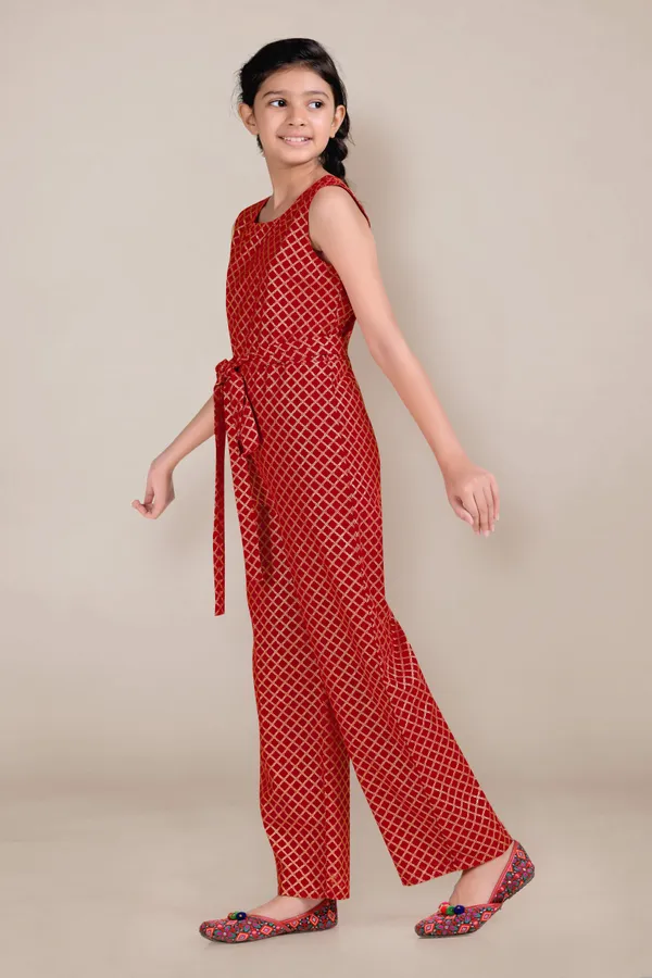 Red_Georgette_Foil_Printed_Jumpsuit_For_Girls