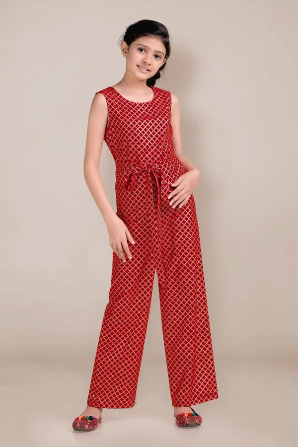 Red_Georgette_Foil_Printed_Jumpsuit_For_Girls