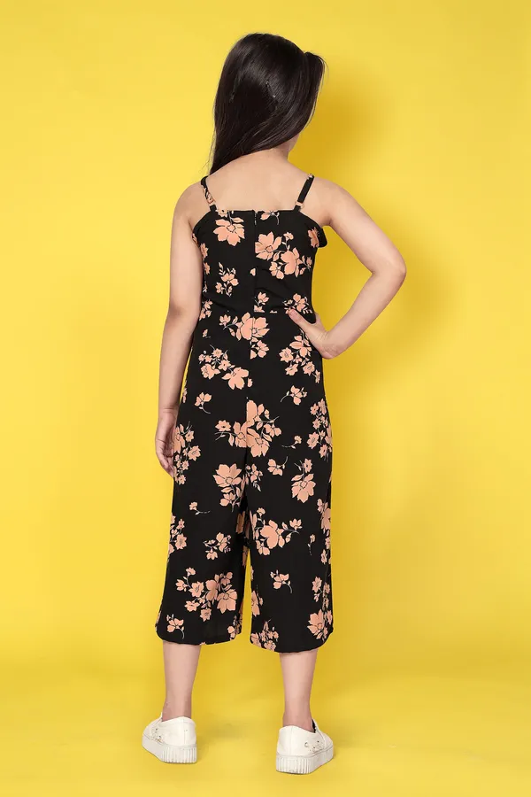 Black_Calf_Length_Floral_Printed_Jumpsuit_For_Girls