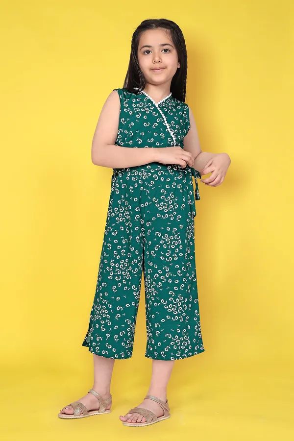 Green_Floral_Printed_Calf_Length_Jumpsuit_For_Girls