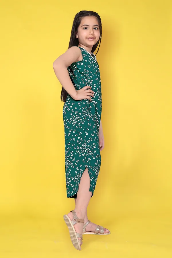 Green_Floral_Printed_Calf_Length_Jumpsuit_For_Girls
