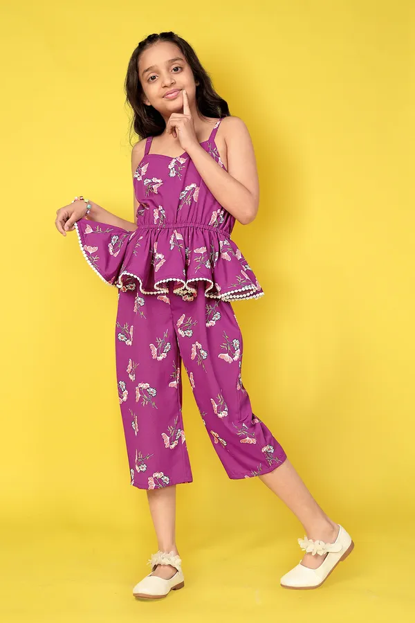 Purple_Floral_Printed_Peplum_Jumpsuit_For_Girls